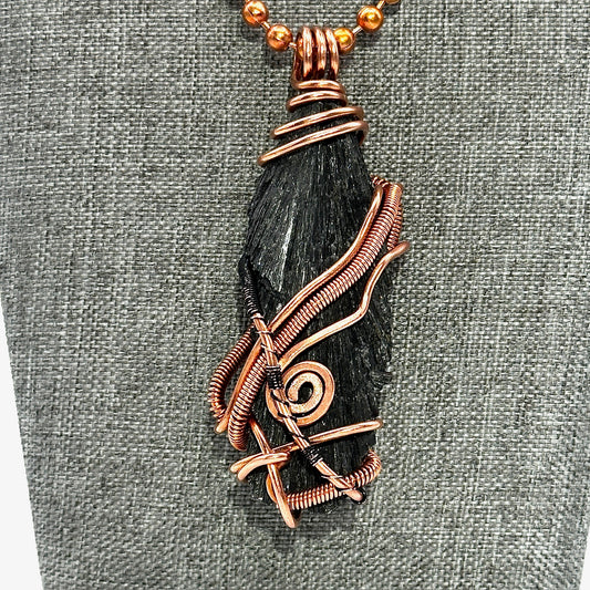 The Protection Blade | Raw Black Kyanite Pendant