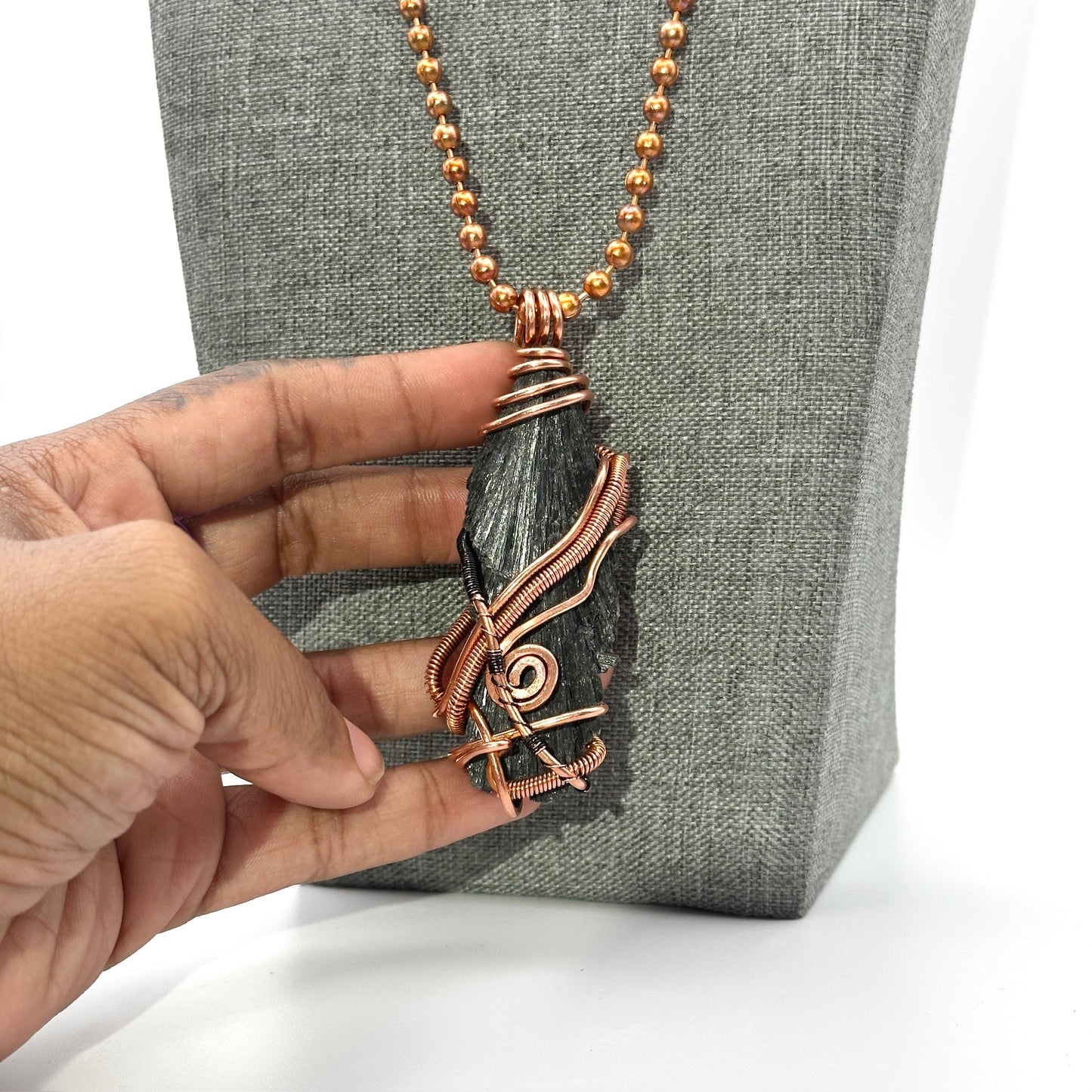 The Protection Blade | Raw Black Kyanite Pendant
