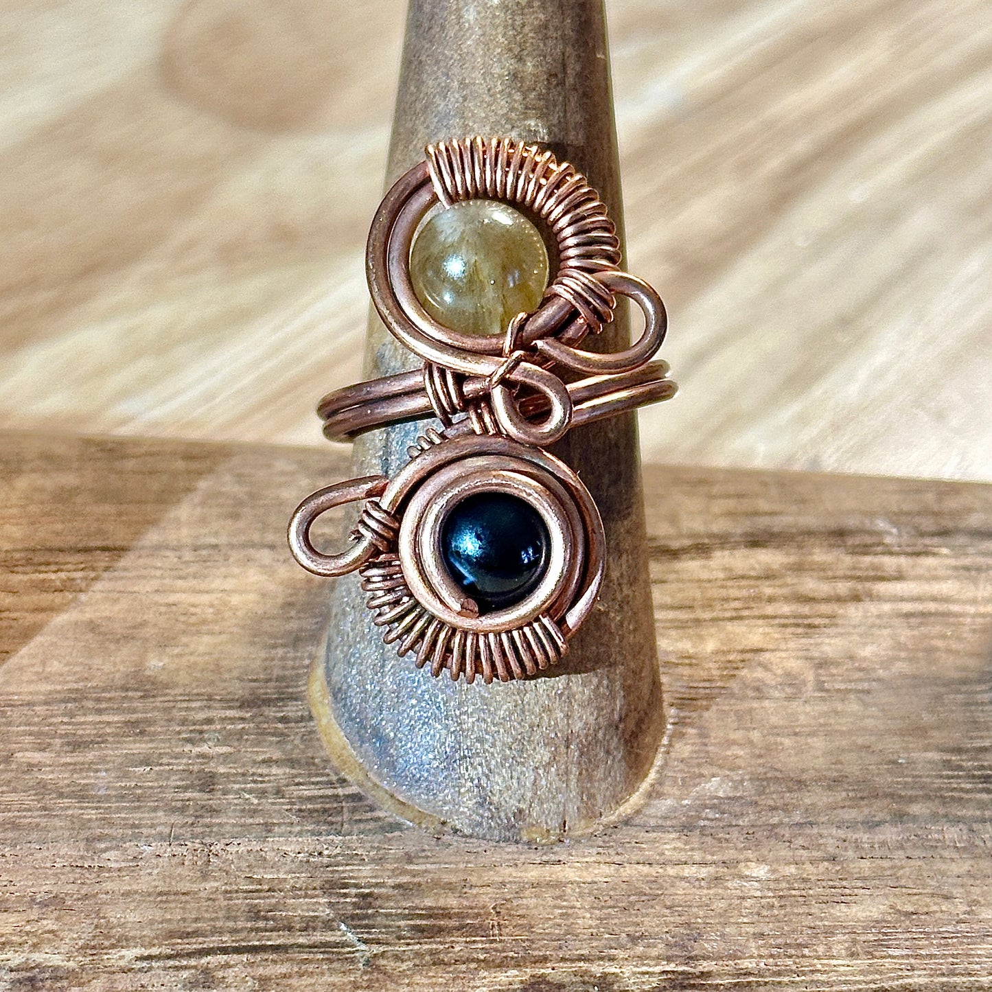 Solar Shadow Dual Crystal Ring |