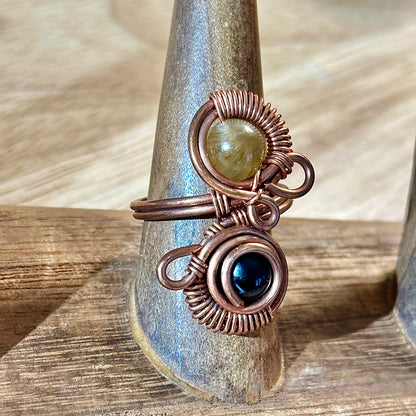 Solar Shadow Dual Crystal Ring |