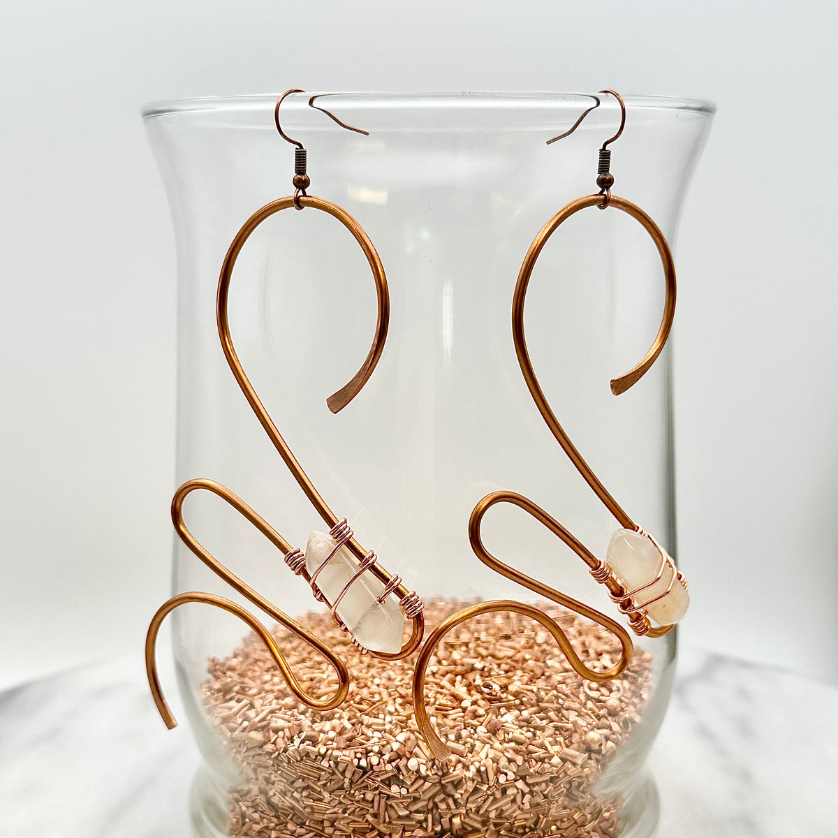 Clearly Dazed | Copper & Quartz Earrings