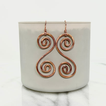 Swirl Side Down | Copper Earrings