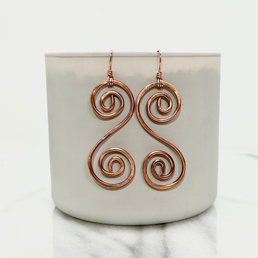 Swirl Side Down | Copper Earrings