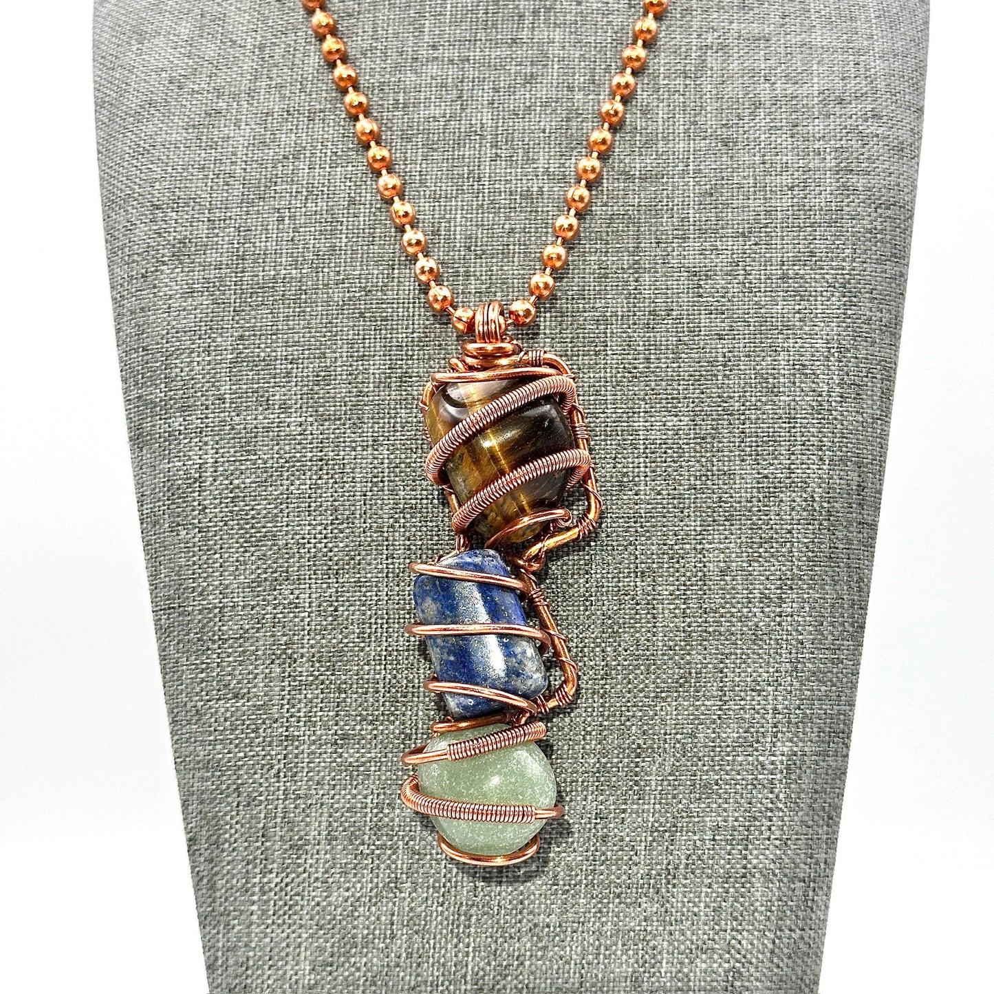 Power Throuple | Tiger Eye, Sodalite Green Aventurine Pendant