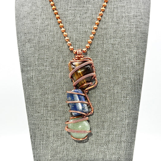 Power Throuple | Tiger Eye, Sodalite Green Aventurine Pendant