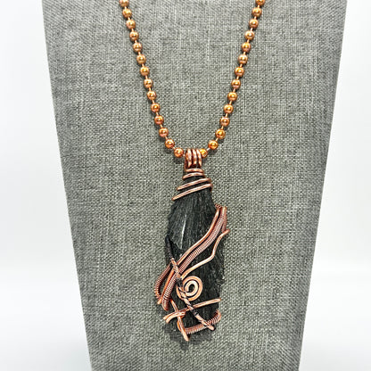 The Protection Blade | Raw Black Kyanite Pendant