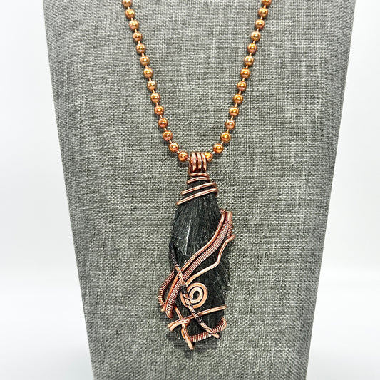 The Protection Blade | Raw Black Kyanite Pendant