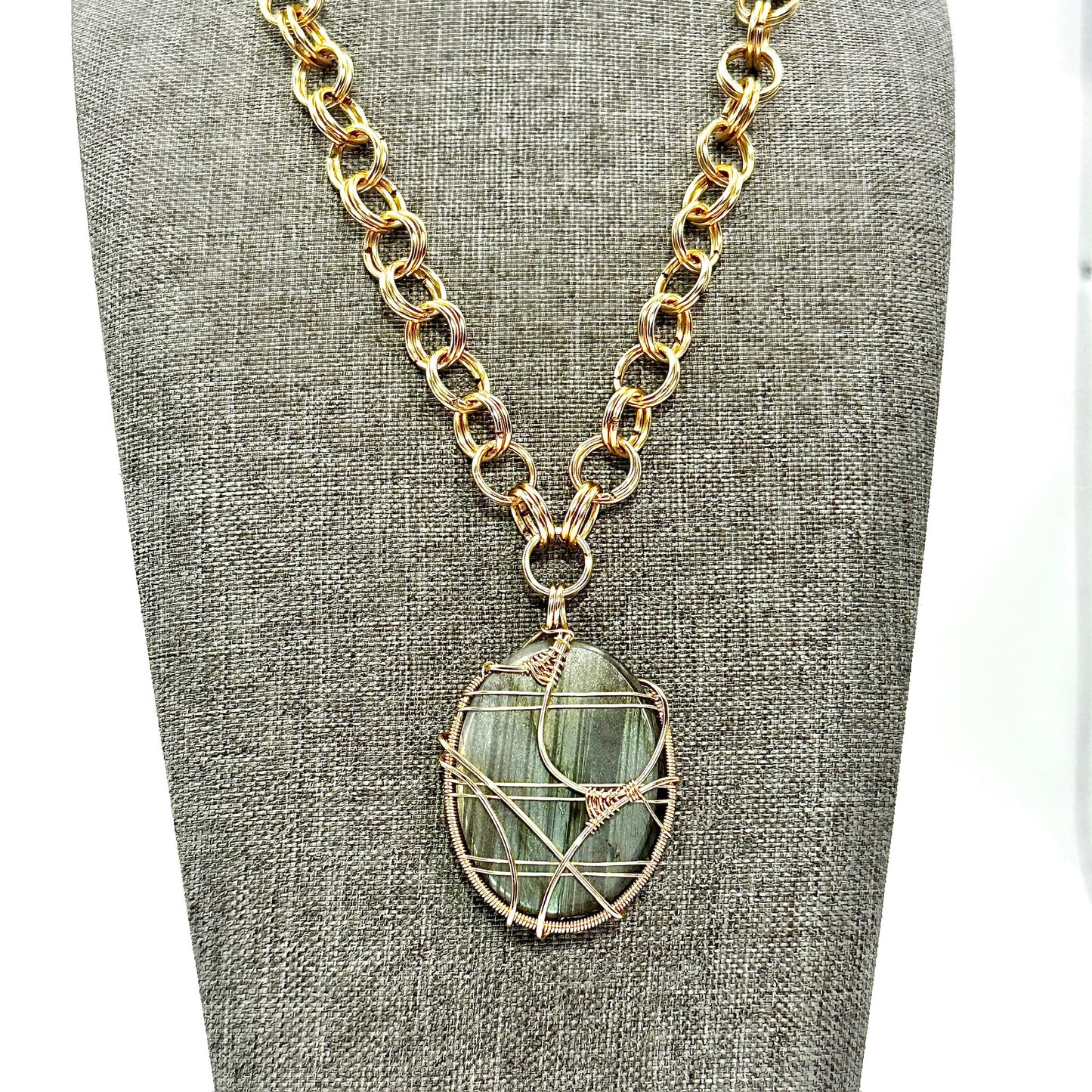 Shining Armor | Labradorite Pendant on Handlinked Chain