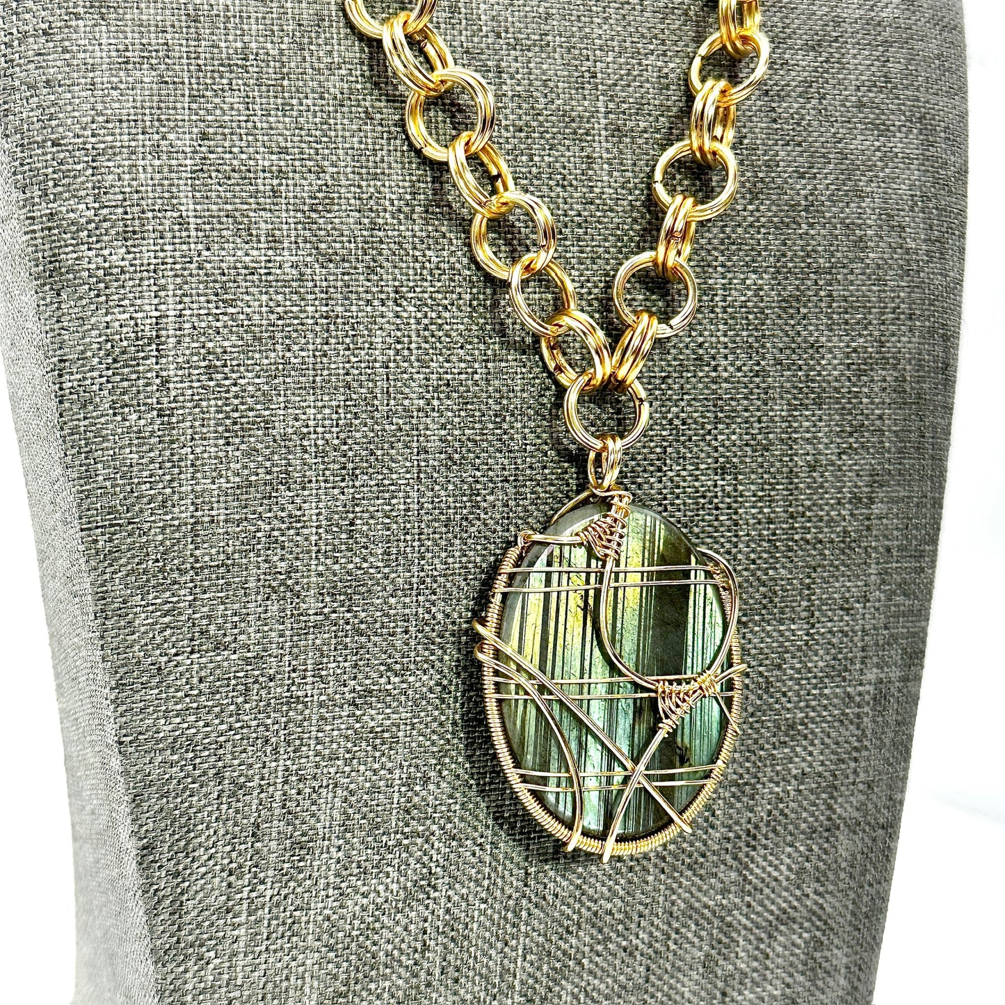 Shining Armor | Labradorite Pendant on Handlinked Chain