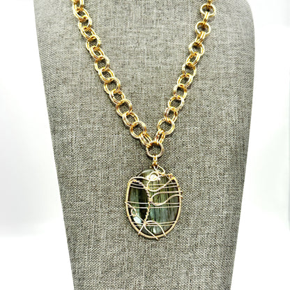 Shining Armor | Labradorite Pendant on Handlinked Chain
