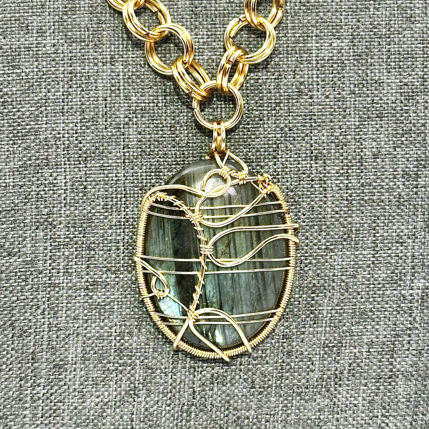 Shining Armor | Labradorite Pendant on Handlinked Chain