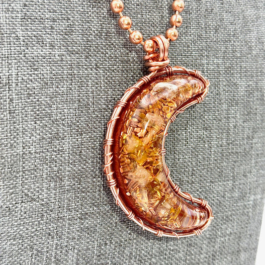 JoyFilled Moon | Citrine Resin Moon Amulet