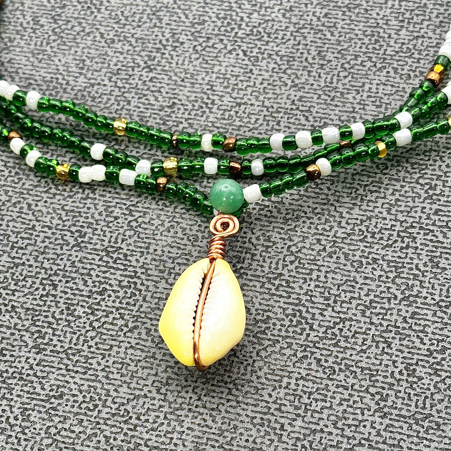 Natural Abundance | Green Aventurine & Cowrie Waist Beads