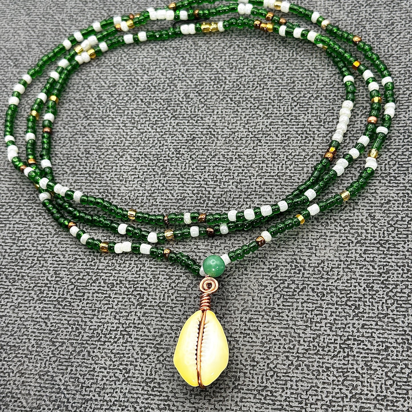 Natural Abundance | Green Aventurine & Cowrie Waist Beads