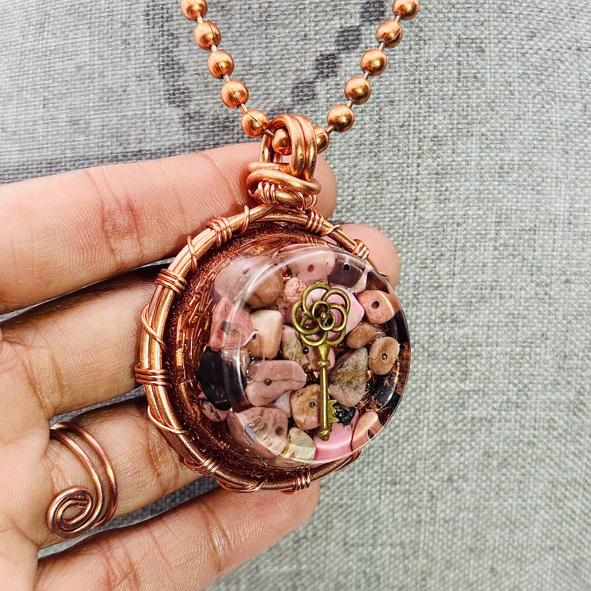 Keys to the Heart | Rhodonite Amulet